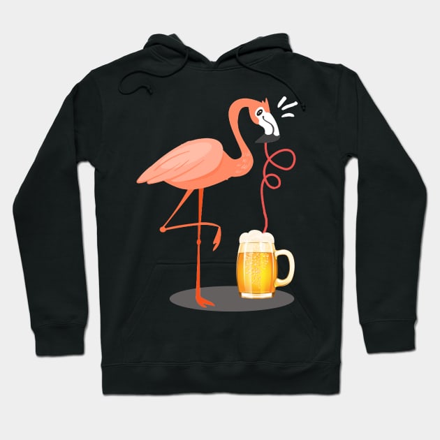 Flamingo Drinking Beer Summer Hoodie by Kaileymahoney